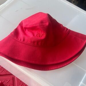 ALO Yoga Red Embroidered Logo Bucket Hat